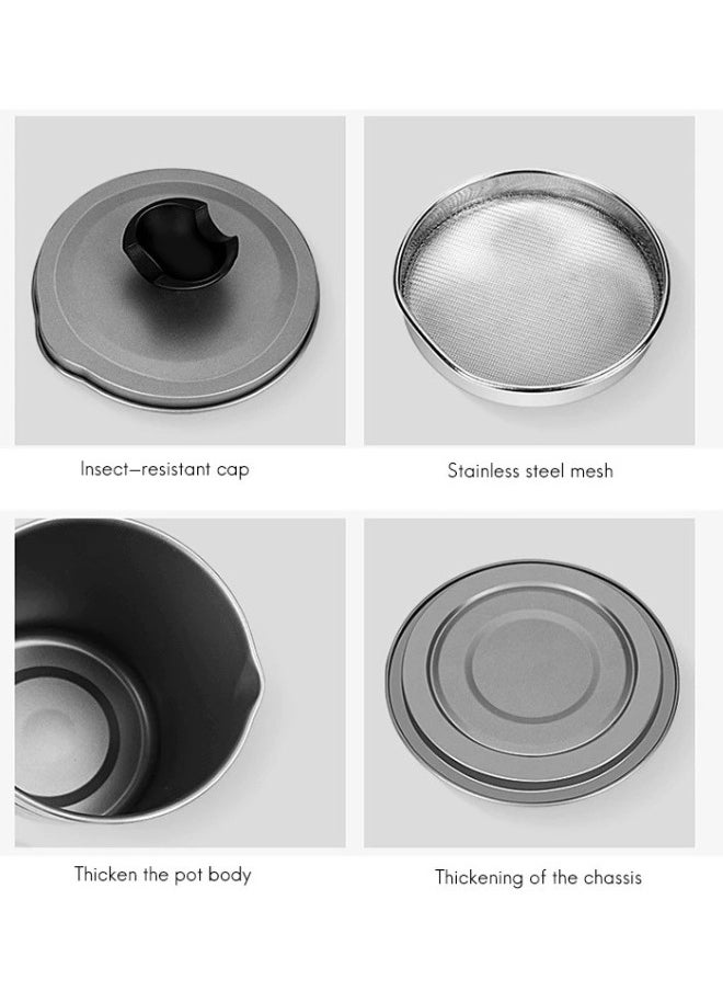 Generic Oil Container Stainless Steel Oil Strainer Pot Container Jug Storage Can With Filter Cooking Oil Pot For Kitchen Household Tools 1.4L  - Image 2