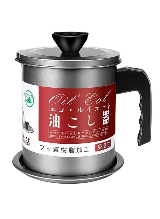 Generic Oil Container Stainless Steel Oil Strainer Pot Container Jug Storage Can With Filter Cooking Oil Pot For Kitchen Household Tools 1.4L  - Image 1