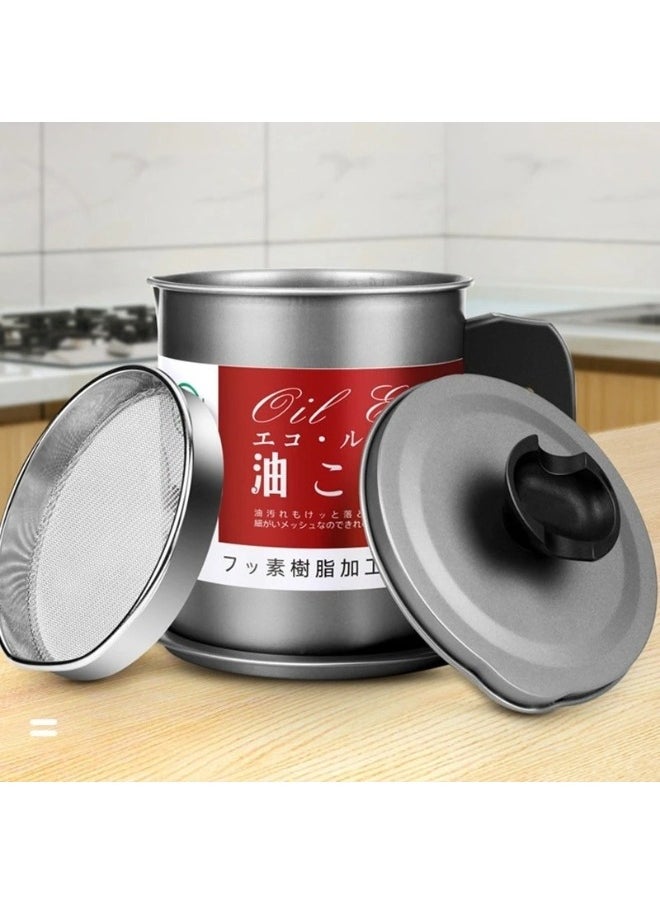 Generic Oil Container Stainless Steel Oil Strainer Pot Container Jug Storage Can With Filter Cooking Oil Pot For Kitchen Household Tools 1.4L  - Image 4