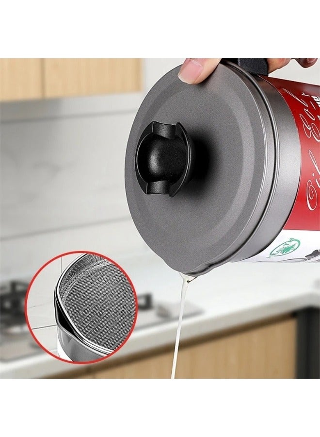 Oil Container Stainless Steel Oil Strainer Pot Container Jug Storage Can With Filter Cooking Oil Pot For Kitchen Household Tools 1.4L