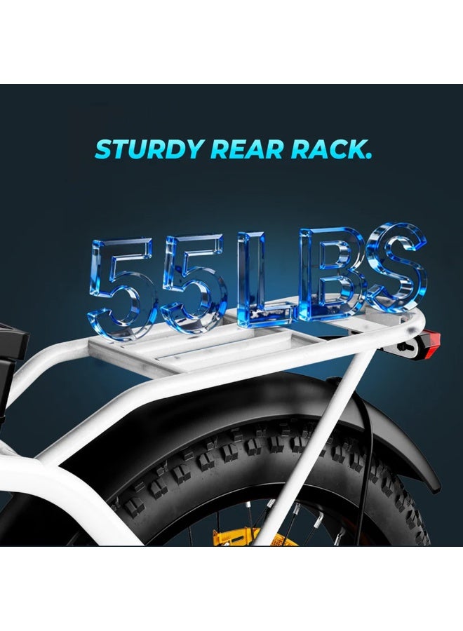 حصان الريح دراجة كهربائية قابلة للطي للطرق الوعرة W4A 750 واط، بطارية قابلة للإزالة 48 فولت 15.6 أمبير، سرعة 40 كم/ساعة، مدى 45-60 كم، شاشة LCD كبيرة، إطارات سميكة 20 بوصة، Shimano 7 سرعات، إطار من سبائك الكربون - Image 5