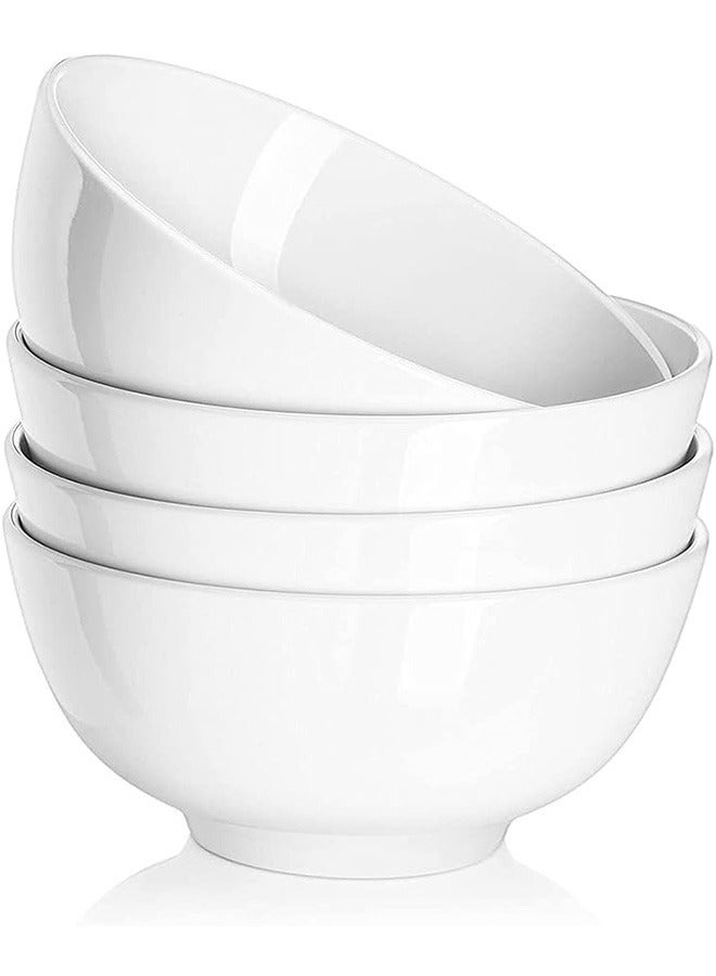 LENND 4PCS Small Cereal and Soup Bowls, Sturdy Porcelain Bowl, Dishwasher Microwave Safe, Portion Control Bowls for Ice Cream Dessert Rice - Image 1