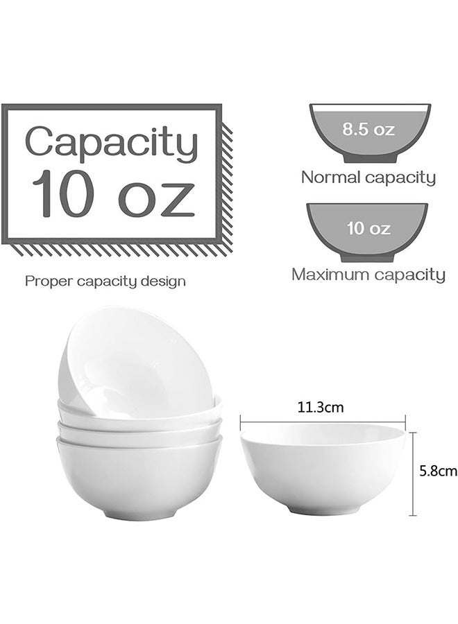LENND 4PCS Small Cereal and Soup Bowls, Sturdy Porcelain Bowl, Dishwasher Microwave Safe, Portion Control Bowls for Ice Cream Dessert Rice - Image 3