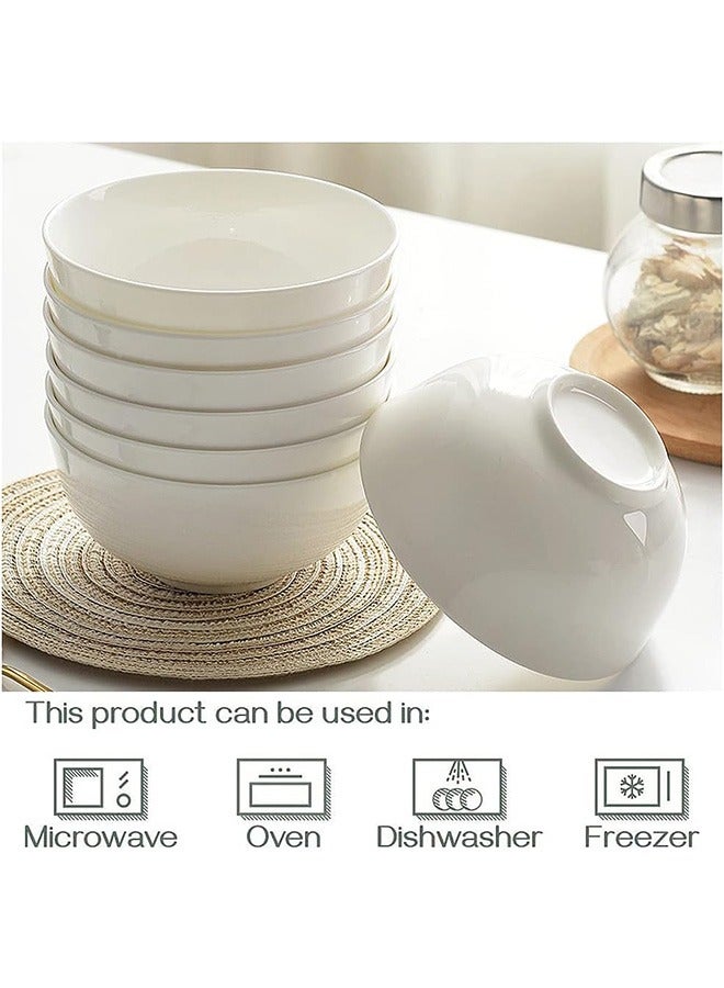 LENND 4PCS Small Cereal and Soup Bowls, Sturdy Porcelain Bowl, Dishwasher Microwave Safe, Portion Control Bowls for Ice Cream Dessert Rice - Image 4