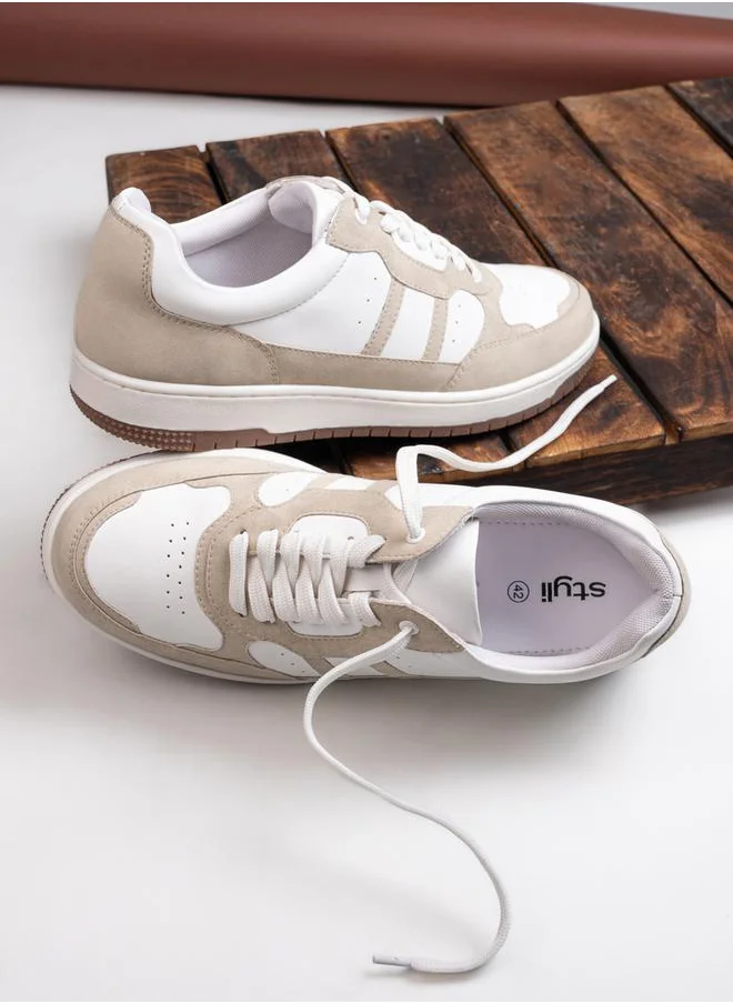 Styli Color Block Lace Up Sneakers