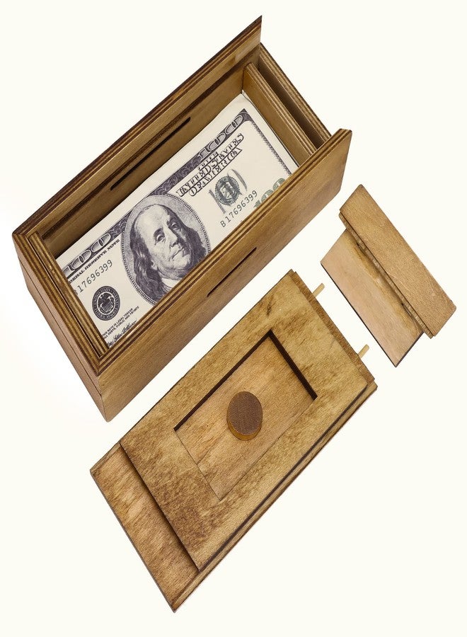 Blovec Wooden Cash Puzzle Box with Secret Compartments, Surprise Holder Money Puzzle Boxes Challenging Puzzle Brain Teasers for Adults - Image 2