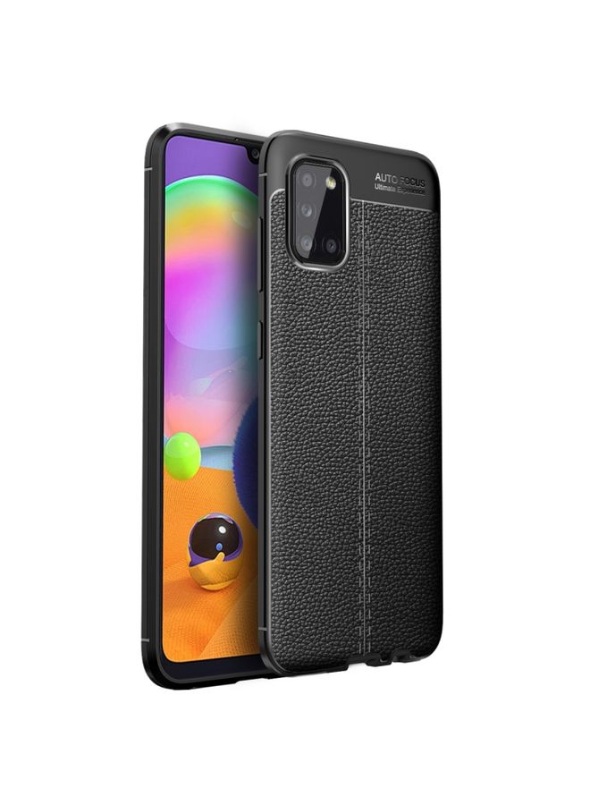 BGM Case Cover For Samsung Galaxy A02s Litchi Texture TPU Shockproof Case (Black)
