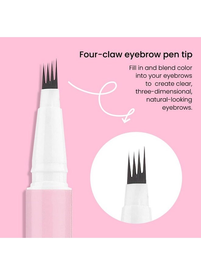 evpct Kaely 1Pcs Light Brown Magic Microblading Eyebrow Contouring Pen Brow Pencil, with 4 Brush Micro-Fork-Tips Precise Applicator, Dual-ended Eyebrow Brush, Hair Like Strokes, Natural Looking Brows