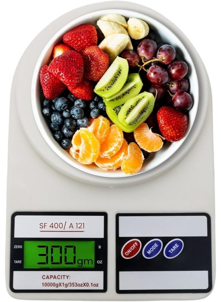 ميزان مطبخ رقمي عالي الدقة 10 كجم - ميزان إلكتروني أبيض - ميزان مطبخ محمول بشاشة ال سي دي من بورتال - Image 1
