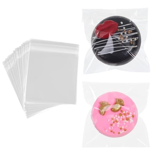 TEMLQPACK 200Pcs 3.5 x3.5Inch Clear Macaron Bags - Resealable Cellophane Bags for Cookies, Chocolate Covered Strawberries, Candy, Gift Party Favors, Birthday, Wedding - Image 1