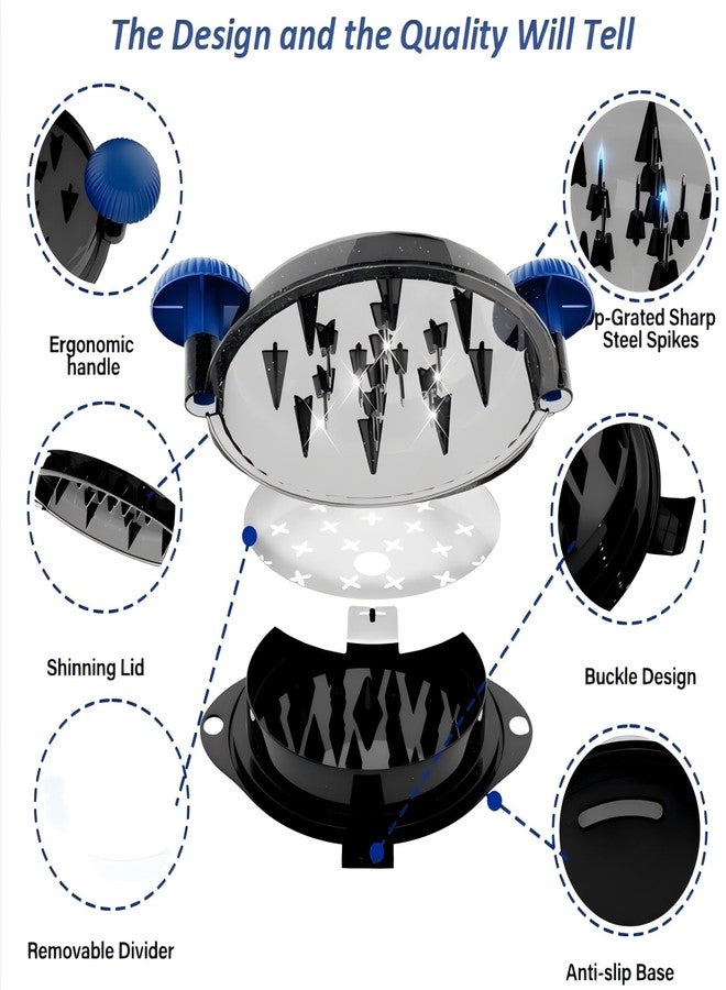 TAREG Chicken Shredder Tool Twist Pro - Large Meat Shredder for Chicken Breast, Pulled Pork, Beef with Upgraded Stainless Steel Spikes Wall Mounted Design BPA-Free Kitchen Essentials Gadgets (Blue/Black) - Image 2