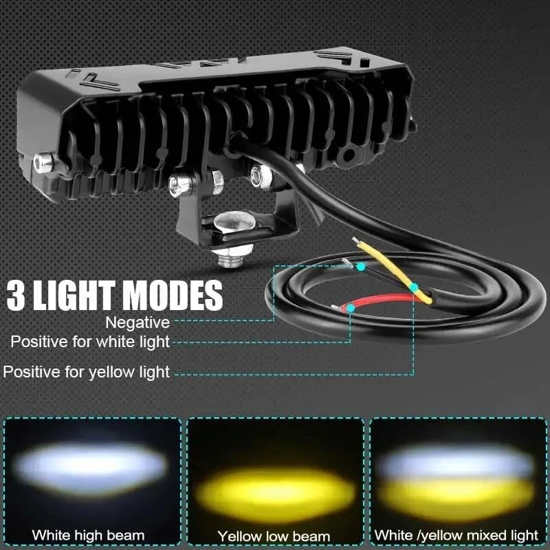 Autozap 4 Lens LED Fog Light Mini Driving DRL Spotlight Premium Metal Body for Universal Bikes/Cars White, Yellow And Flashing (Pack of 1) - Image 2