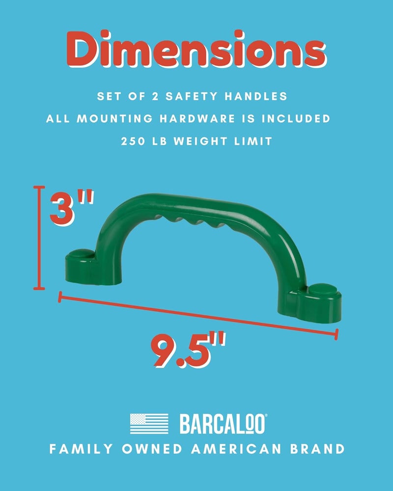 Barcaloo Playground Safety Handles - Outdoor Green Grab Handle Bars, Tree House Accessories, for Backyard Playset and Playground Equipment Replacement Safety Parts for Monkey Bars, Jungle Gym, and More - Image 2