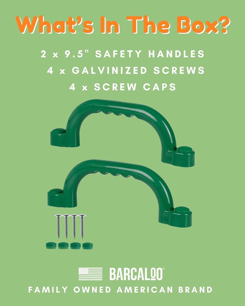 Barcaloo Playground Safety Handles - Outdoor Green Grab Handle Bars, Tree House Accessories, for Backyard Playset and Playground Equipment Replacement Safety Parts for Monkey Bars, Jungle Gym, and More - Image 5