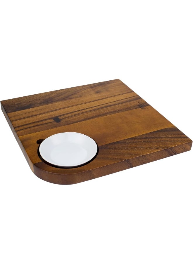 BILLI Billi® Wooden Serving Board With 1Pc Ceramic Dip Bowl, Steak Plate Food Platter  - Image 3