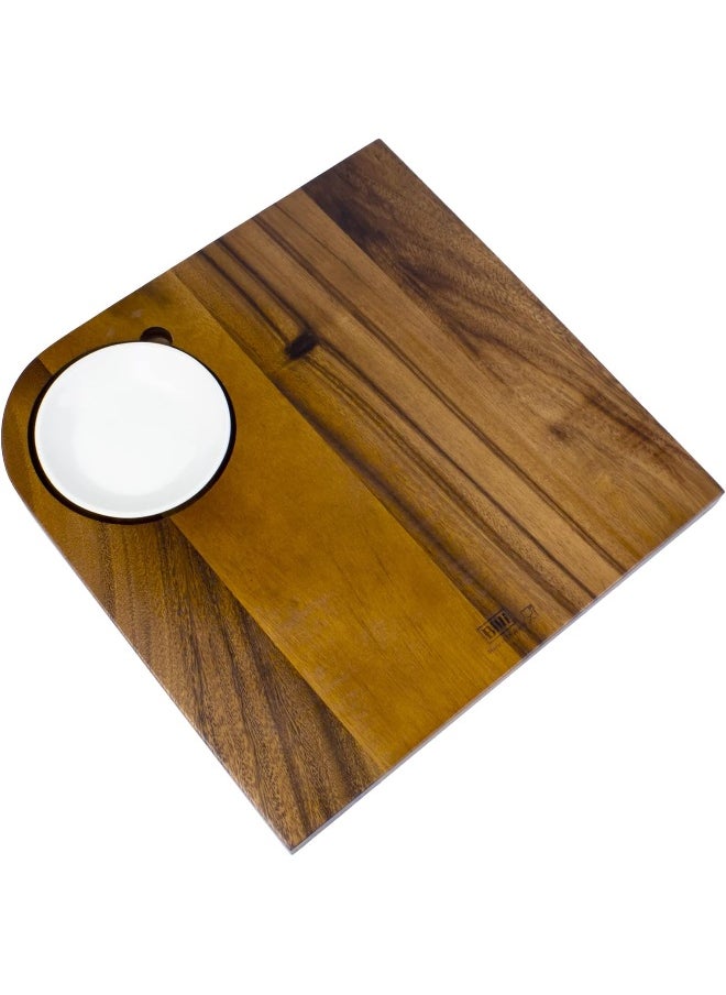 BILLI Billi® Wooden Serving Board With 1Pc Ceramic Dip Bowl, Steak Plate Food Platter  - Image 4