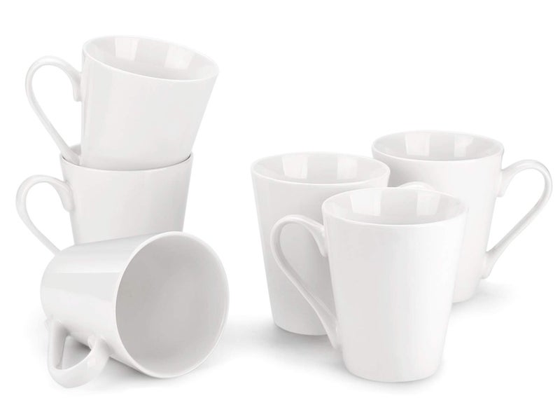 MIWARE 10 Ounce Porcelain Mugs Set of 6 Tea and Coffee Mug Set Ivory White Ivory White 10OZ