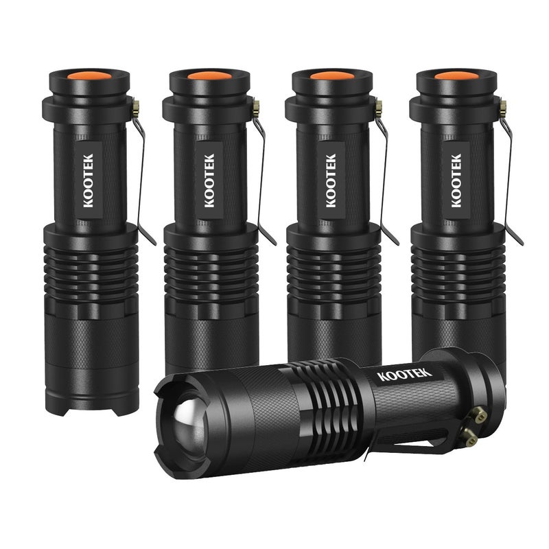 Kootek Mini LED Flashlights Pocket Pen Flashlight 5 Pack Ultra Bright 300 Lumens Handheld Flashlights Adjustable Focus Small for Kids Child Camping Cycling Hiking Emergency Torch Light - Image 1