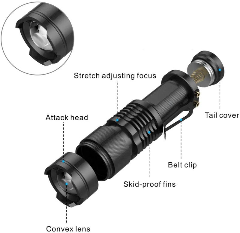 Kootek Mini LED Flashlights Pocket Pen Flashlight 5 Pack Ultra Bright 300 Lumens Handheld Flashlights Adjustable Focus Small for Kids Child Camping Cycling Hiking Emergency Torch Light - Image 3