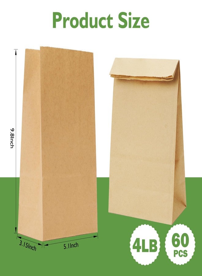 Homrelaxy 60 Pcs 4LB Paper Lunch Bags, 5.1x3.2x9.8 Inch Kraft Paper Bags, Brown Paper Bag for Snacks, Sandwiches, Crafts, Gift Bags - Image 2