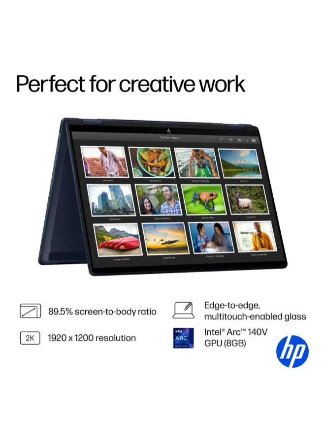 HP (نسخة مطورة) لابتوب HP أومني بوك X فليب 2 في 1 مع شاشة تعمل باللمس 14 بوصة بدقة 2K، مع معالج إنتل كور ألترا 7/16 جيجابايت رام/1 تيرابايت SSD/رسوميات إنتل آرك/ويندوز 11 هوم باللون الأزرق الجوي - Image 5