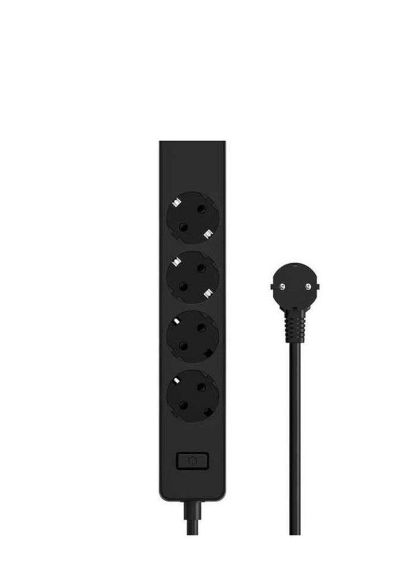Genius High Quality 4 eyes power strip jointer with 2.5 meters cable -black 
