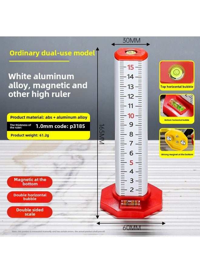 Special Floor Tile Level Meter Equal Height Ruler Bricklayer Tile Strong Magnetic Aluminum Alloy Ceiling Positioning Equal Height Ruler-Model:Ordinary Dual-use Model [double Bubble With Magnet] - Image 1