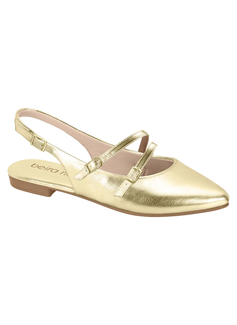 بيرا ريو Beira Rio Ladies Flat Sandals Gold | Made In Brazil