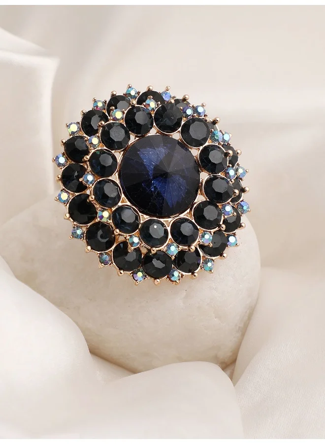 سوهي خاتم حجر مصمم للحفلات مطلي بالذهب