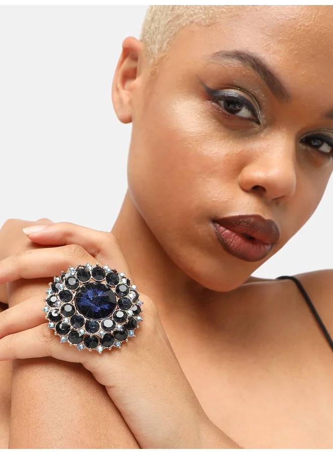 سوهي خاتم حجر مصمم للحفلات مطلي بالذهب