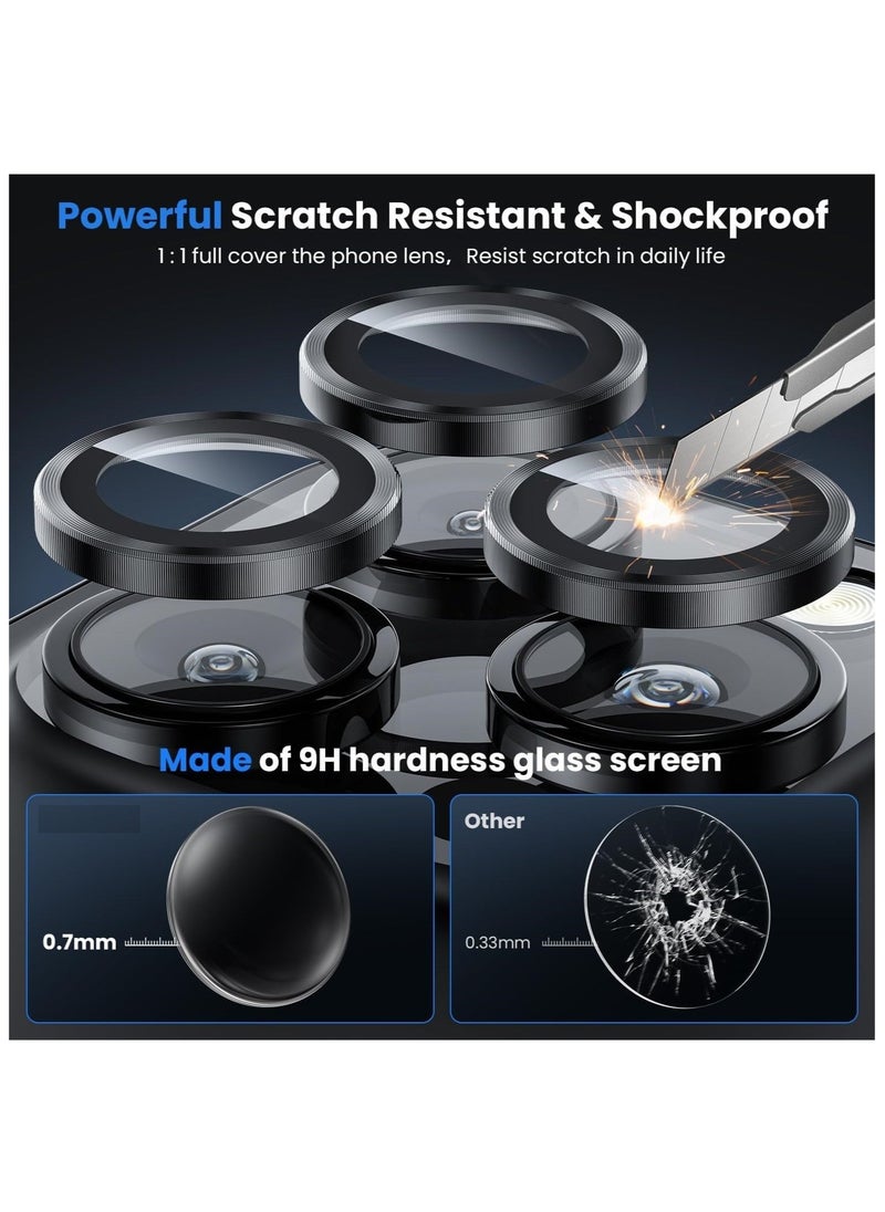 wexon - Camera Lens Protector for iPhone 16 Pro Max, 9H Hardness Tempered Glass Single Ring Cover, HD Clear, No Impact on Photography Quality, 3 Pack - Black - Image 1