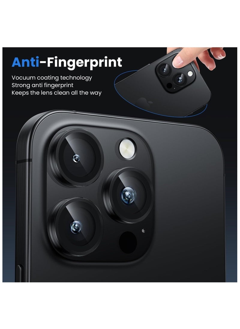 wexon - Camera Lens Protector for iPhone 16 Pro Max, 9H Hardness Tempered Glass Single Ring Cover, HD Clear, No Impact on Photography Quality, 3 Pack - Black - Image 1