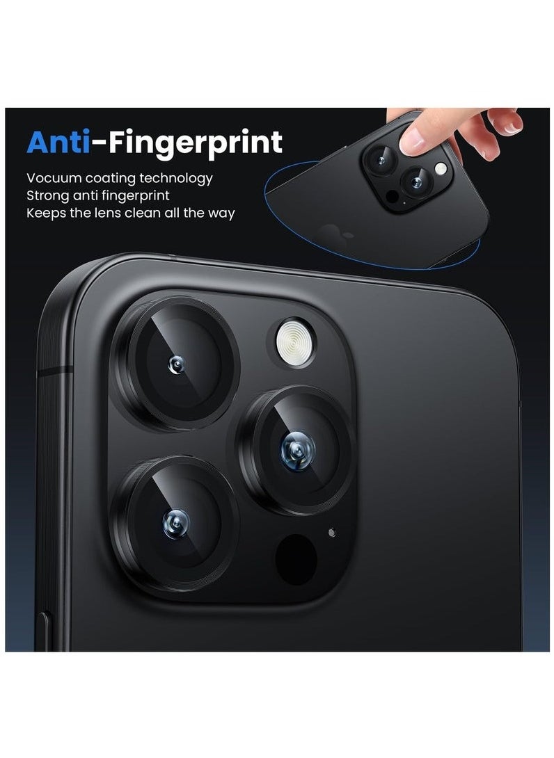 wexon - Camera Lens Protector for iPhone 16 Pro Max, 9H Hardness Tempered Glass Single Ring Cover, HD Clear, No Impact on Photography Quality, 3 Pack - Black - Image 1