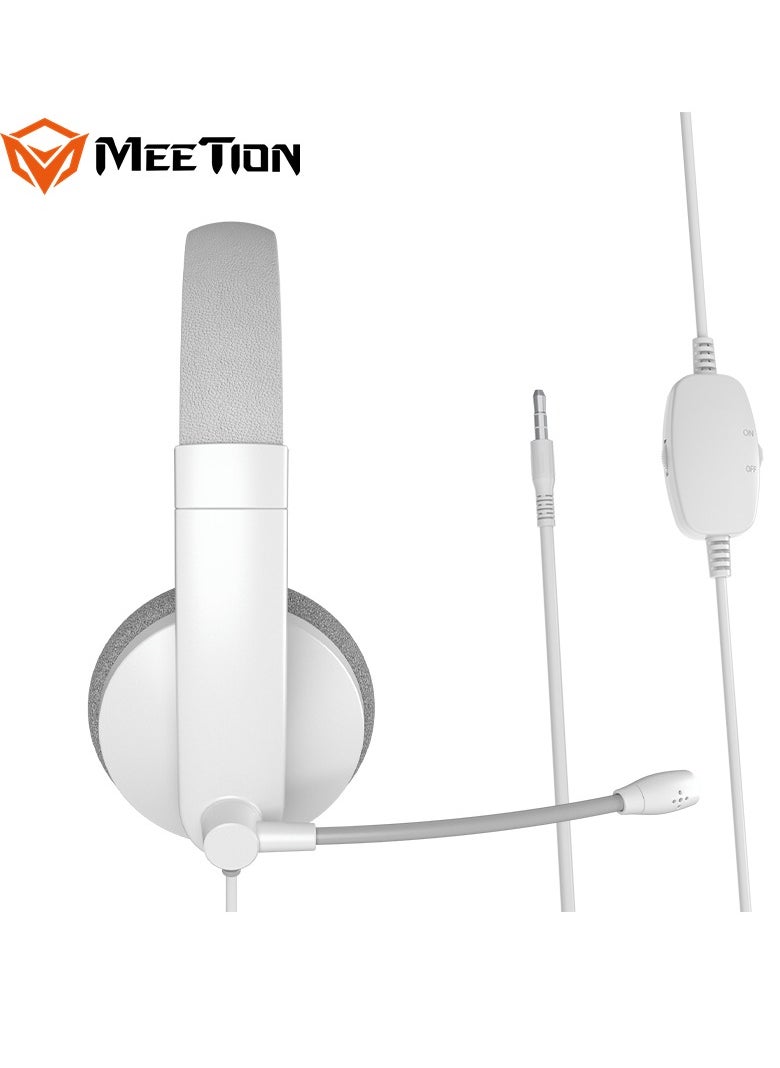 Meetion - Meetion 3.5mm Single-Ear Telephone Headset HP002 Line length 1.8 meters Compatible with multiple devices Smart Noise Canceling Microphone (White) - Image 1