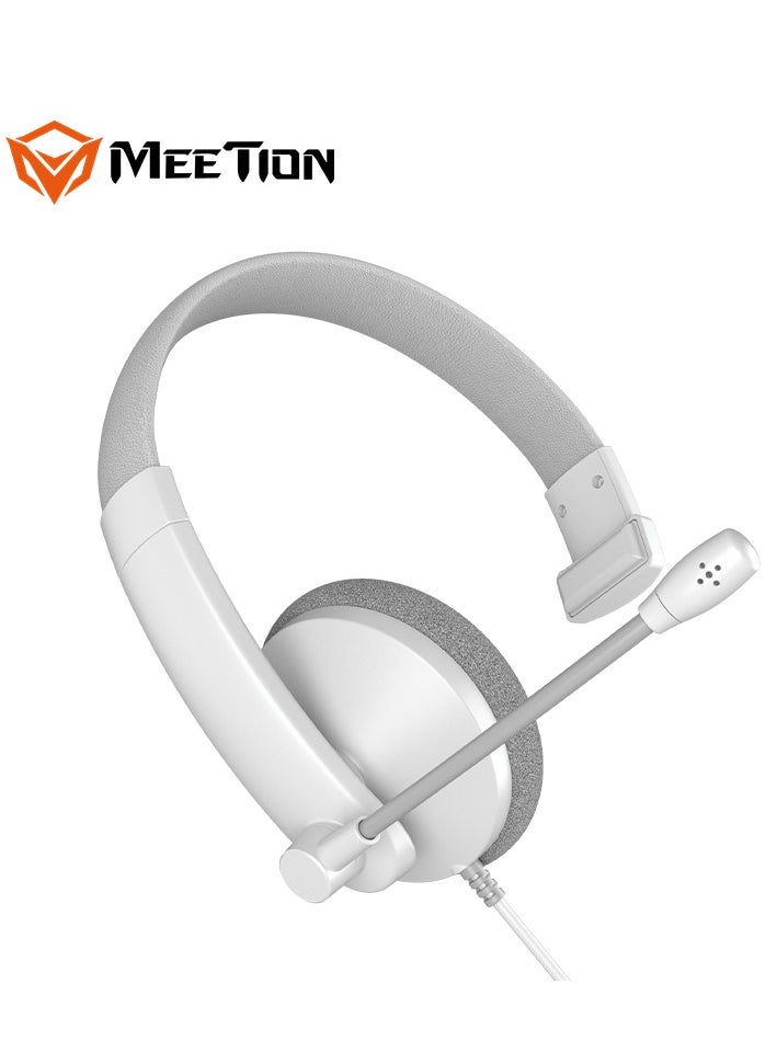 Meetion - Meetion 3.5mm Single-Ear Telephone Headset HP002 Line length 1.8 meters Compatible with multiple devices Smart Noise Canceling Microphone (White) - Image 1