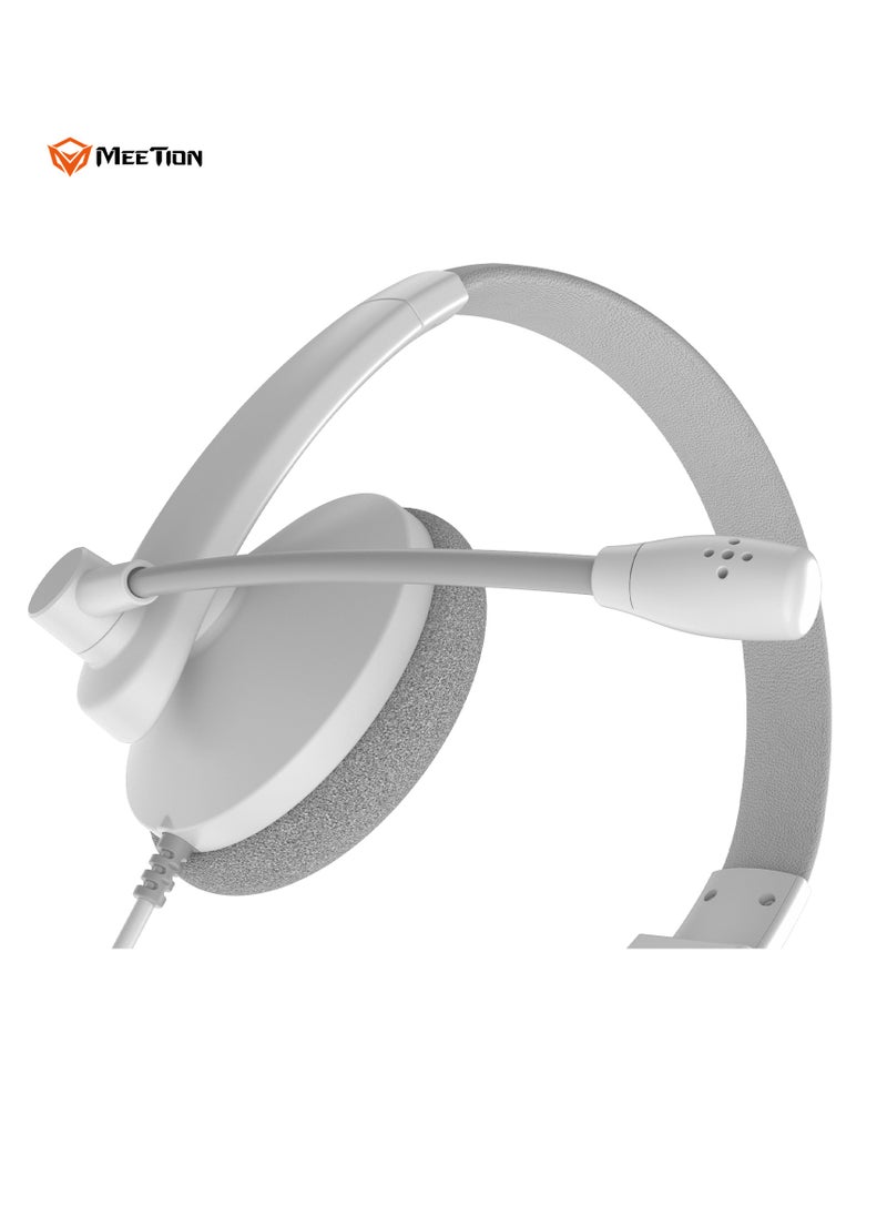 Meetion - Meetion 3.5mm Single-Ear Telephone Headset HP002 Line length 1.8 meters Compatible with multiple devices Smart Noise Canceling Microphone (White) - Image 1