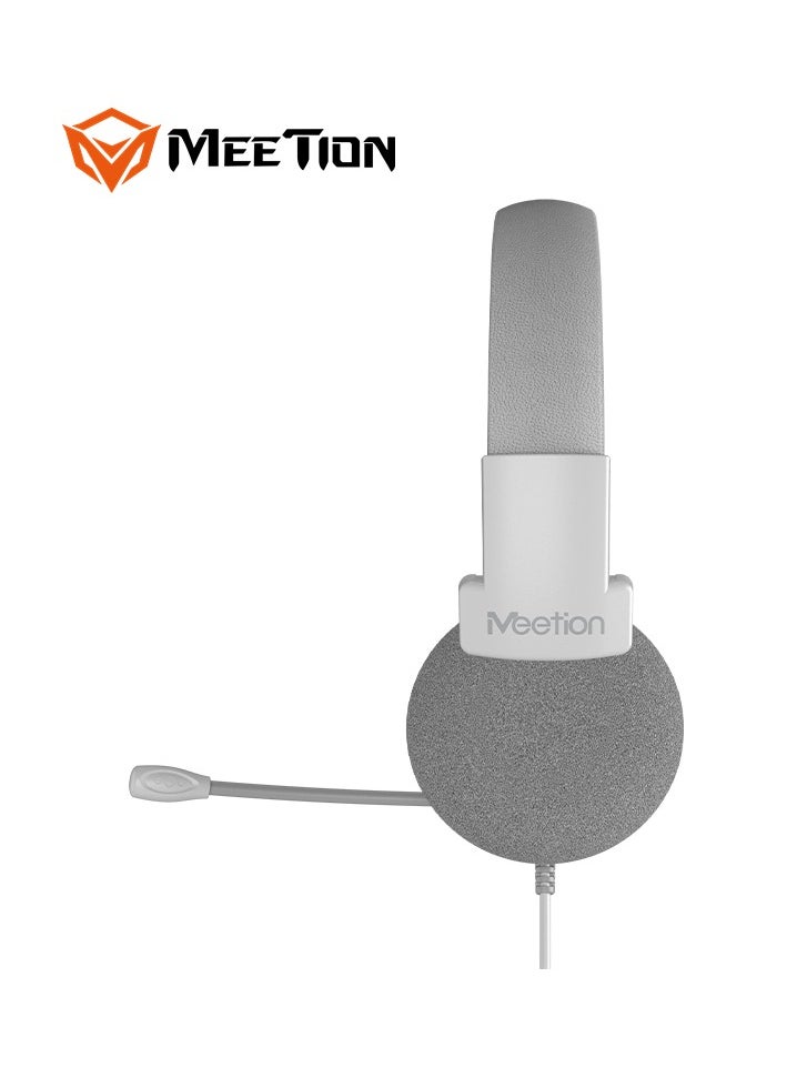 Meetion - Meetion 3.5mm Single-Ear Telephone Headset HP002 Line length 1.8 meters Compatible with multiple devices Smart Noise Canceling Microphone (White) - Image 1