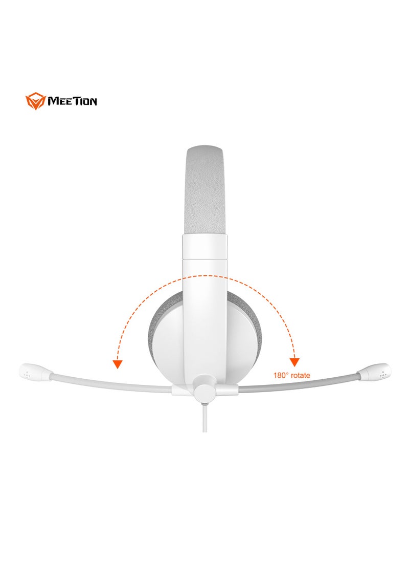 Meetion - Meetion 3.5mm Single-Ear Telephone Headset HP002 Line length 1.8 meters Compatible with multiple devices Smart Noise Canceling Microphone (White) - Image 1