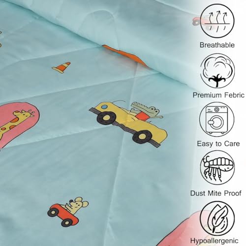 FRESH FROM LOOM Summer Collection Microfiber Micro Fiber Comforter | Dohar | Quit | Single Bed | Double Weaved | Washable | Hypoallergenic Skin Friendly (Aqua Bus | 60x90 in, Single Bed) | TC - 300 - Image 4