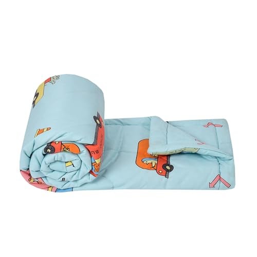 FRESH FROM LOOM Summer Collection Microfiber Micro Fiber Comforter | Dohar | Quit | Single Bed | Double Weaved | Washable | Hypoallergenic Skin Friendly (Aqua Bus | 60x90 in, Single Bed) | TC - 300 - Image 1