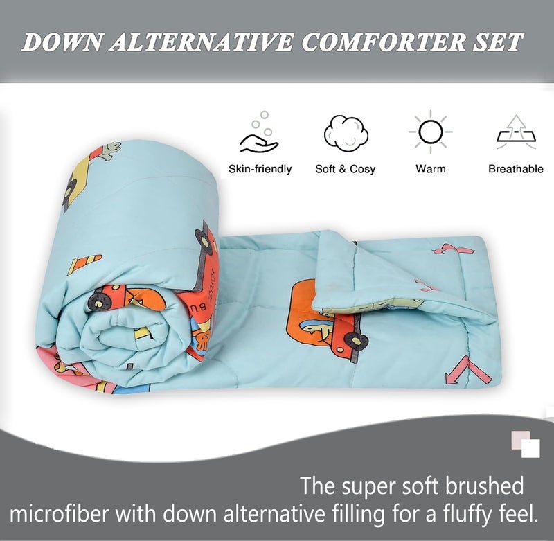 FRESH FROM LOOM Summer Collection Microfiber Micro Fiber Comforter | Dohar | Quit | Single Bed | Double Weaved | Washable | Hypoallergenic Skin Friendly (Aqua Bus | 60x90 in, Single Bed) | TC - 300 - Image 5