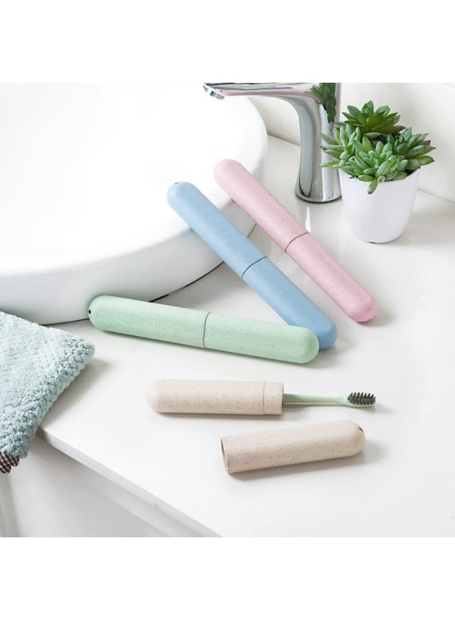LANGMANNI Travel and Business Travel Portable Toothbrush Protective Cover Nordic Simple Wheat Straw Wash Toothbrush Set Toothbrush Barrel - Image 2