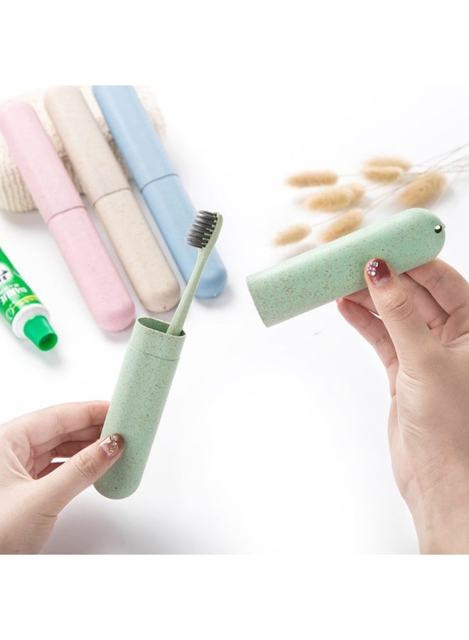 LANGMANNI Travel and Business Travel Portable Toothbrush Protective Cover Nordic Simple Wheat Straw Wash Toothbrush Set Toothbrush Barrel - Image 3