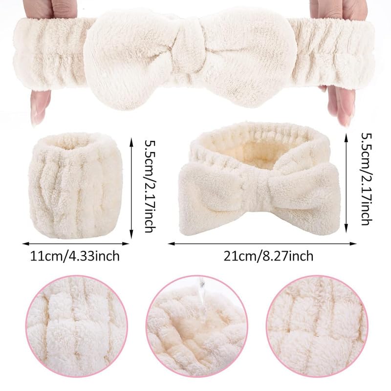 Estervig 3 Pcs Womens Skincare Headband Wristband Set Microfiber Makeup Headband with Wrist Bands for Face Washing Spa Treatment and Daily Skincare Elastic and Soft for Comfort - Image 2