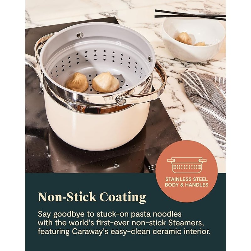 CARAWAY Steamer - Stainless Steel Steamer with Handles - Non Stick, Non Toxic Coating - Steam Veggies, Seafood, and More - Compatible With Our Dutch Oven or Sauce Pan - Small - Image 5