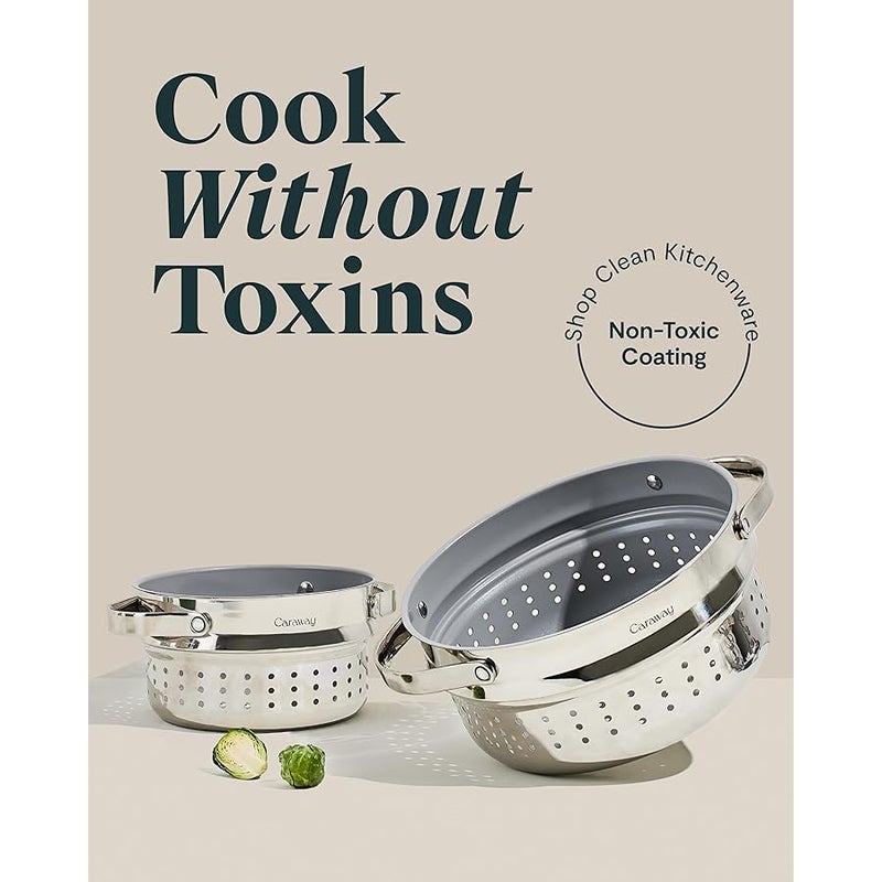 CARAWAY Steamer - Stainless Steel Steamer with Handles - Non Stick, Non Toxic Coating - Steam Veggies, Seafood, and More - Compatible With Our Dutch Oven or Sauce Pan - Small - Image 2