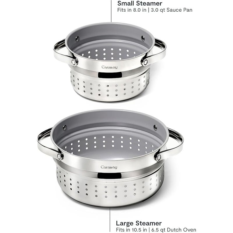CARAWAY Steamer - Stainless Steel Steamer with Handles - Non Stick, Non Toxic Coating - Steam Veggies, Seafood, and More - Compatible With Our Dutch Oven or Sauce Pan - Small - Image 3