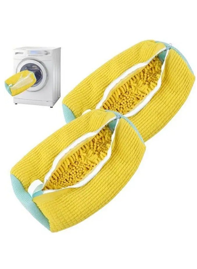 أبيكس شنطة غسيل الاحذية، شنطة تنظيف الاحذية قابلة لاعادة الاستخدام، شنطة غسيل للغسالة والمجفف، قطعتين بلون اصفر - Image 4