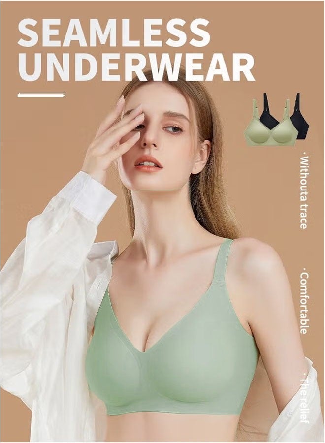 Realfrog Pack of 2 Women’s Shapewear T-Shirt Bra, No Steel Ring Bras, Machine Washable Shapewear, Adjustable Gathering T hree-dimensional（M） - Image 2
