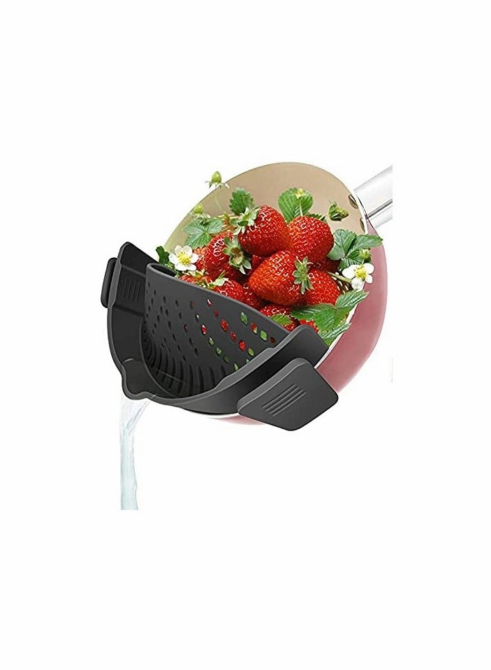 Clip on Strainer, Strainer, Kitchen Flexible Food Colander Durable Safe - Image 1